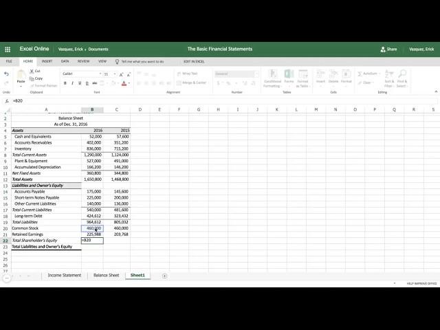 Excel Tutorial: How to Make a Balance Sheet