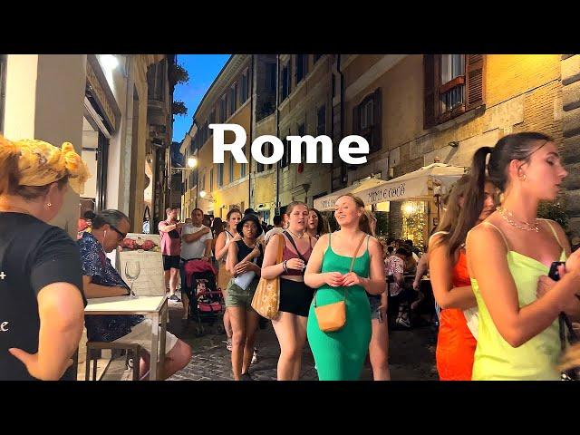 [4K]  Italy Summer Walk: Rome, Saturday Evening Vibes, Best Gelato & Lasagna 2022