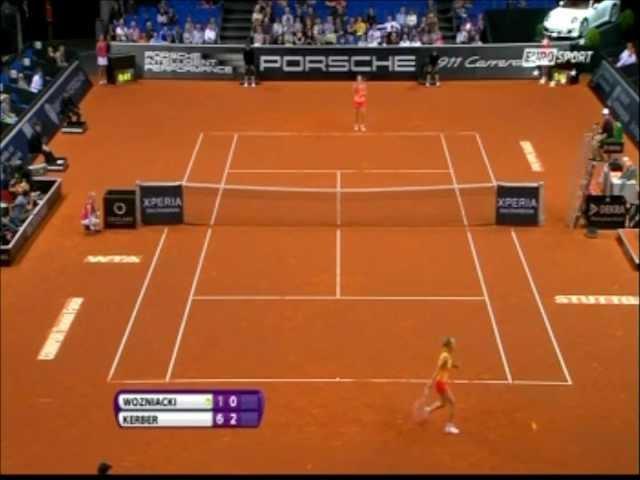 WTA Stuttgart 2012 Kerber vs. Wozniacki - AMAZING POINT!!!