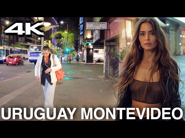 Uruguay. Montevideo. 4K Walk  Night Tour