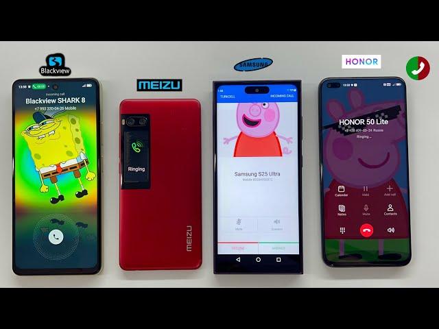 Outgoing Call Honor 50 Lite Calling on MEIZU Pro 7 and BlackView 8 + Samsung S25Ultra Incoming Call