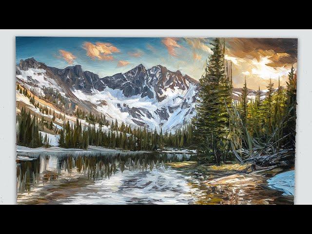 Mountain Lake Landscape - My Approach To Small Paintings ️ Real-time Study #01