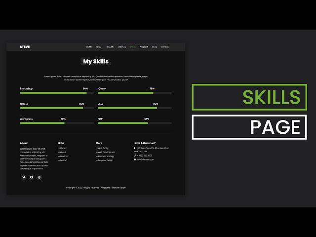 Portfolio Website Series | Skills Page | Part 5 | HTML, CSS & JS