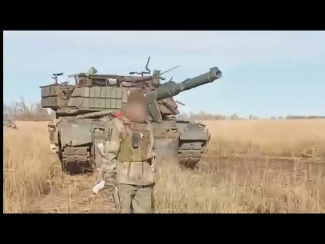 External inspection of the destroyed M1A1 Abrams tank of Ukraine