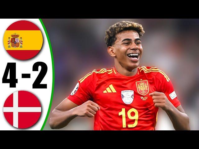 Spain vs Denmark 4-2 - All Goals & Highlights - 2024