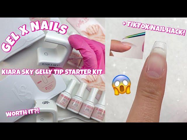 TRYING KIARA SKY SHORT COFFIN GELLY TIP STARTER KIT | TIKTOK SEALING THE CUTICLE HACK | GEL X NAILS