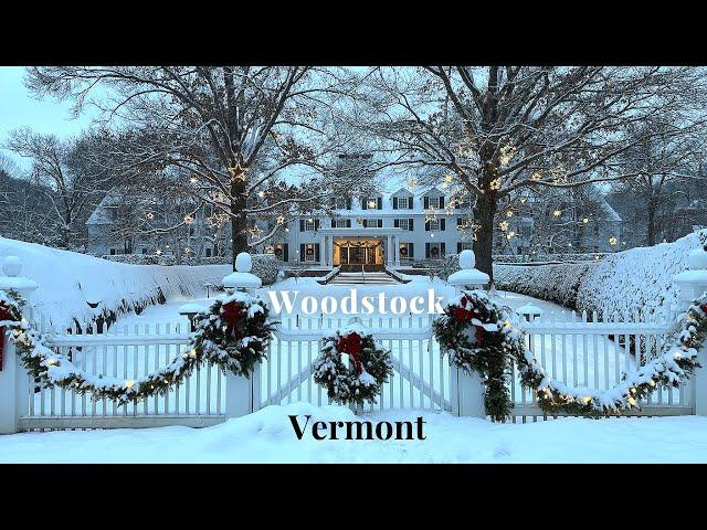 [4K]  Beautiful Snowy Scenery in America's Prettiest Town ️️ | Woodstock, Vermont 2025