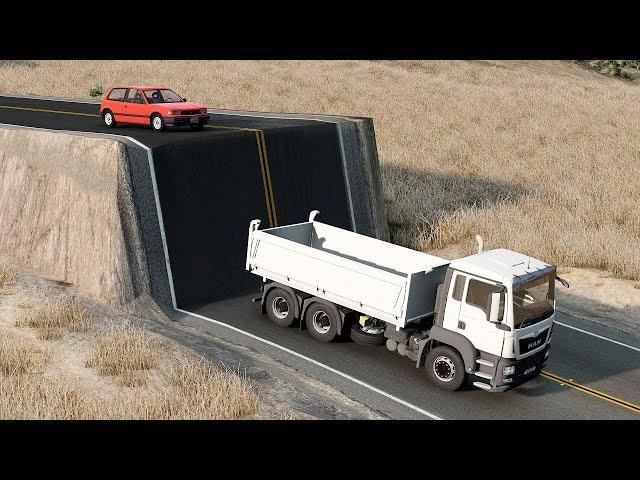 Cars and Trucks vs Incomplete Roads|BeamNG X