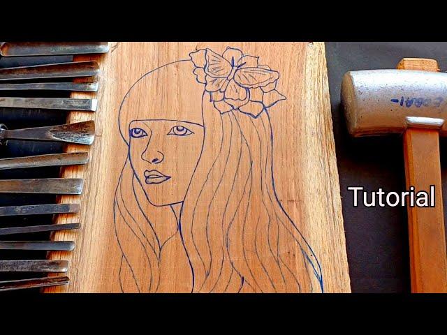 Beautiful Face wood carving tutorial || UP wood art