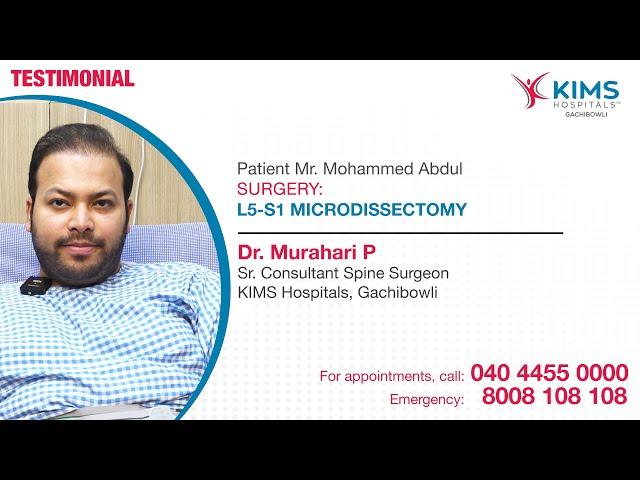 L5-S1 Microdissectomy | Spine Surgeon | KIMS Hospitals, Gachibowli