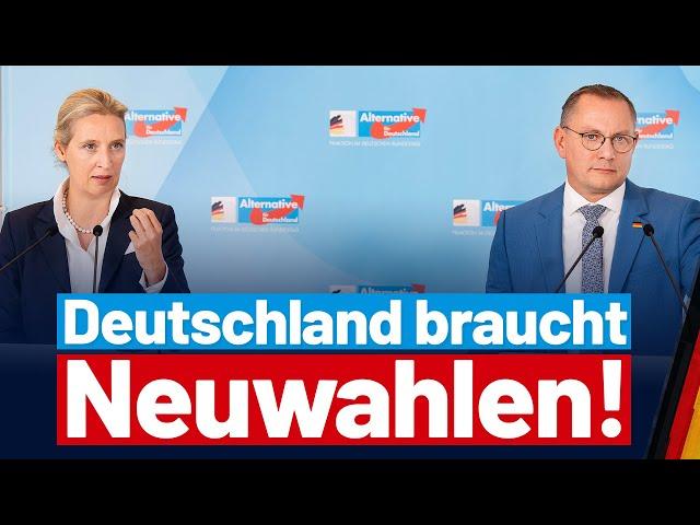 Deutschland braucht Neuwahlen! - PK von Alice Weidel und Tino Chrupalla - AfD-Fraktion