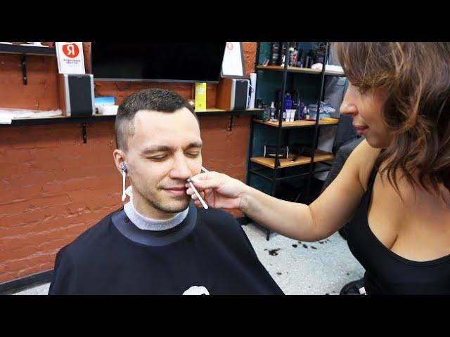 Wanted to avoid this but she insisted | ASMR Massage and haircut in Barbershop by Anastasia