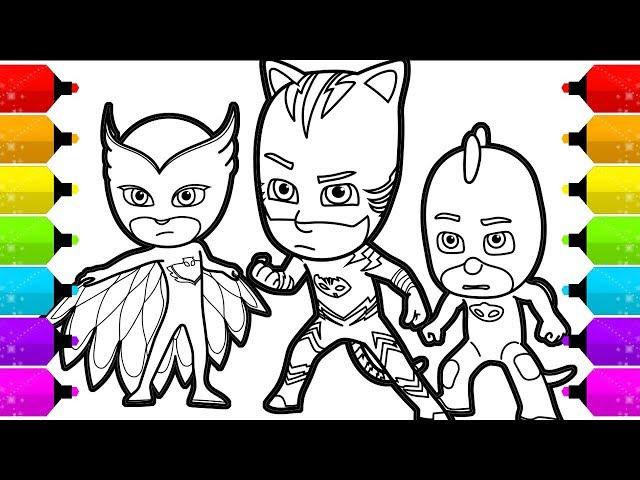 PJ Masks Coloring Pages | How to Draw Catboy, Gekko and Owlette