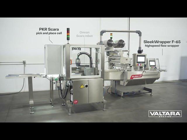 PKR Scara Robot Integrated with Sleek F65 Flow Wrapper for Automatic Feeding