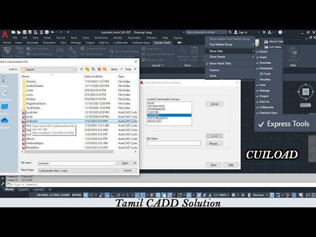 How to Enable Autocad Express Toolbar