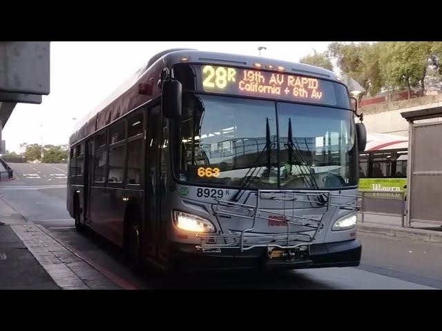 SF Muni 2018 New Flyer XDE40 #8929 on Route 28R 19th Avenue Rapid