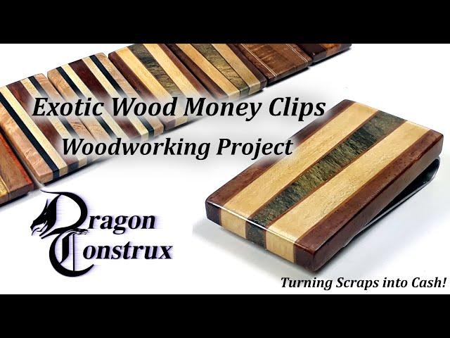 Making Exotic Wood Money Clips  using scraps, woodworking projects to sell or gift-giving, part 1