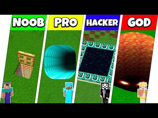 DEEPEST TUNNEL HOUSE BUILD CHALLENGE - Minecraft Battle NOOB vs PRO vs HACKER vs GOD / Animation