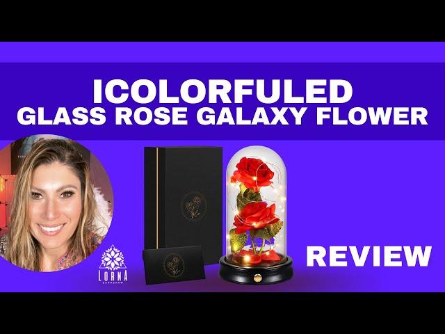 ICOLORFULED Glass Rose Galaxy Flower Gift for Women Review