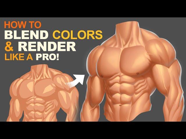 How To BLEND COLORS & RENDER Like A Pro (For Beginners) | Photoshop Digital Painting Tutorial