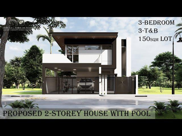 Project #32: 3 BEDROOM TWO-STOREY MODERN HOUSE DESIGN with POOL  | 10x15m LOT  | Design Concept |