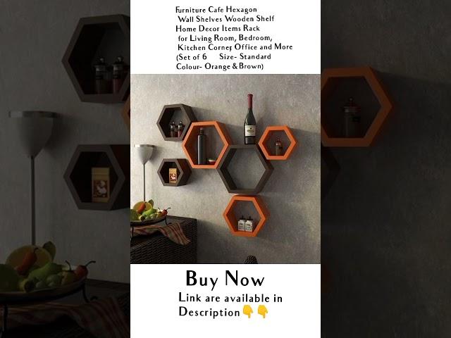 Furniture Cafe Hexagon Wall Shelves Wooden Shelf Home Decor Items Rack for Living Room