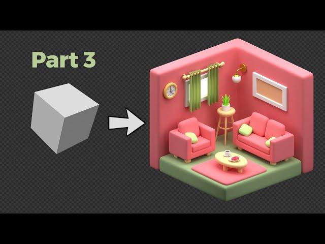 Blender 3D - Create a 3D Isometric Living Room | Beginner Tutorial | Final Part