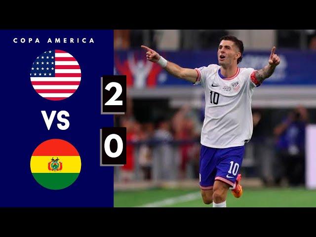 USA vs Bolivia 2-0; What A banger by Pulisic; Extended Highlights & All Goals, ; Copa America 2024