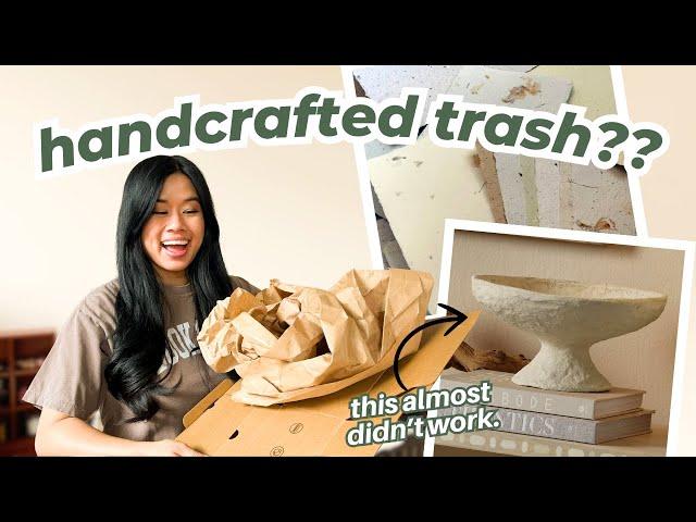 FREE EXPENSIVE DECOR MADE *WITH ONLY TRASH* CARDBOARD DIYS! (almost failed my project ) $125 BOWL