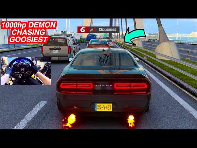 SCARY 1000hp DEMON Chasing GOOSIEST On No Hesi SERVER Through HEAVY Traffic!!