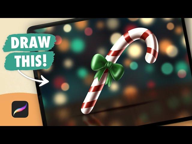 Procreate Drawing for Beginners | Christmas Candy Cane - Digital Art Tutorial (step by step)