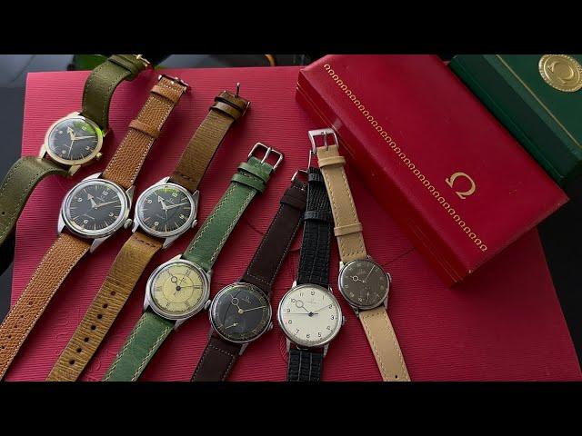 1940s - 1950s Vintage Omega Watches with Pontife and Broad Arrow Hands