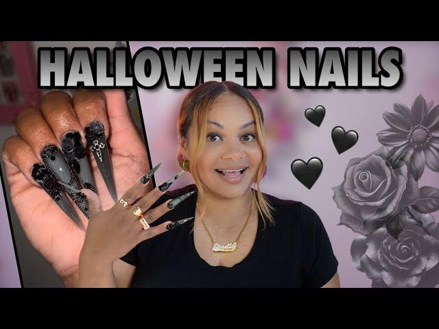 CREATING BLACK FLORAL HALLOWEEN NAILS WITH CUSTOM BUILDER GEL | LGNPRO