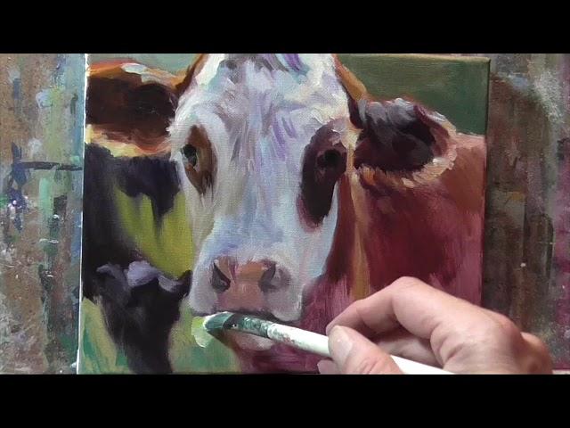 Cow timelapse Oil Painting Demo by Peter Chorao