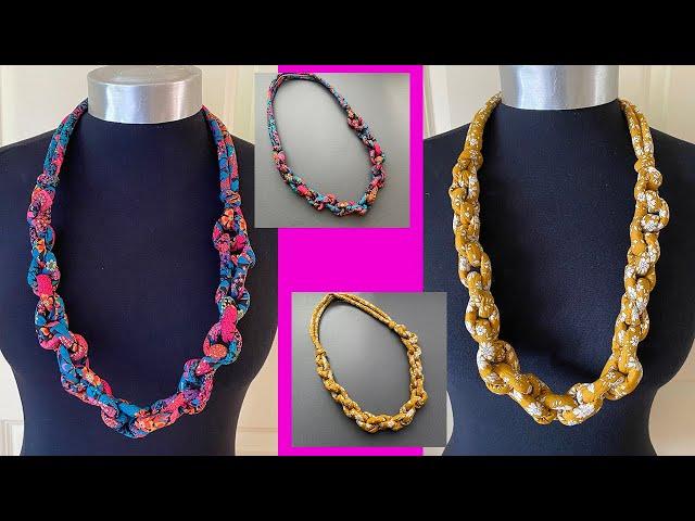 Liberty Fabric Knotted Chain Necklace | How to make Fabric Necklace | Colar de tecido | कपड़े का हार