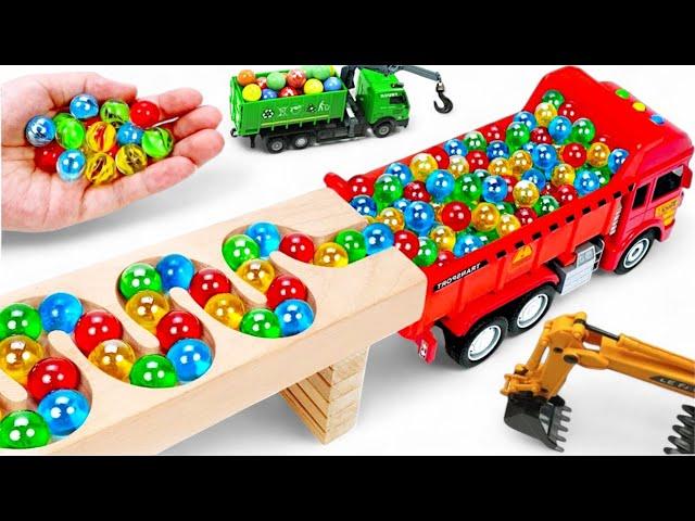  [LIVE] Marble Run ASMR Race  HABA Slope & Dump Truck Excavator Ambulance Garbage Truck Tractors