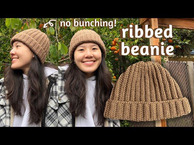 Easy Crochet Ribbed Beanie Tutorial for Beginners | No Bunch Beanie | Knit-Like Crochet Beanie