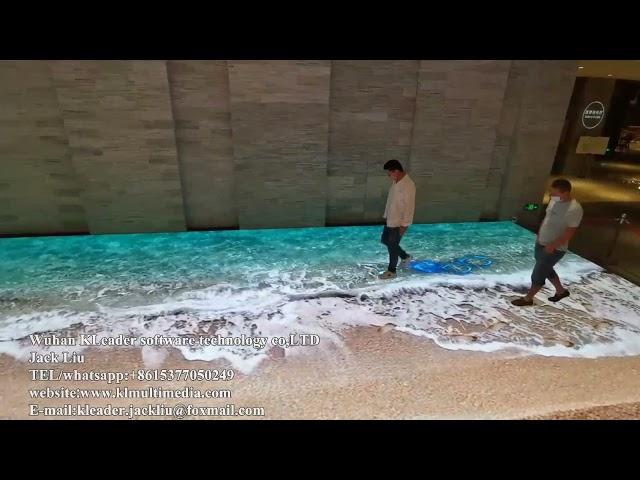 Holographic beach projection interactive floor sea art game dynamic 3d virtual indoor mapping magic