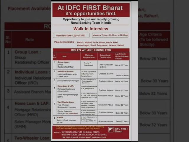 Bank Job updates #shorts #nashik