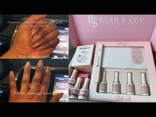 Beginner Nail Tutorial|Kiara Sky Gelly Tips|Short Coffin|Unbox +Review|Military Friendly?