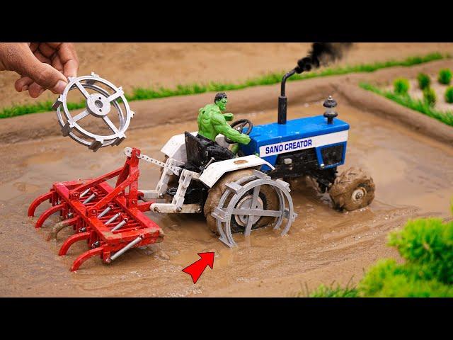 diy tractor plough machine with Cage Wheel science project @sanocreator