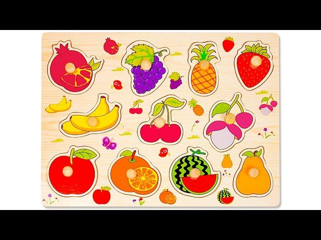 Learn Fruit Names & Colors with Activity Puzzle | Preschool Toy Learning Video for Kids & Toddlers