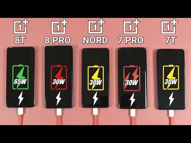 Oneplus 8T vs Oneplus 8 Pro vs Nord vs 7 Pro vs 7T Battery Charging Test | Fast Charging Test