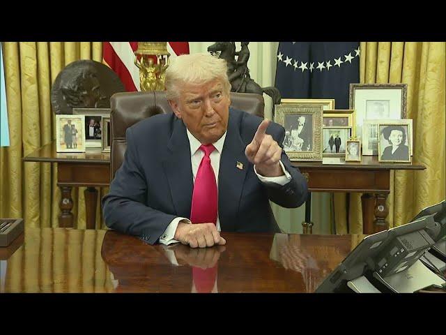 FULL VIDEO: President Trump talks tariff delays, daylight saving time, Canadian trees in Oval Office