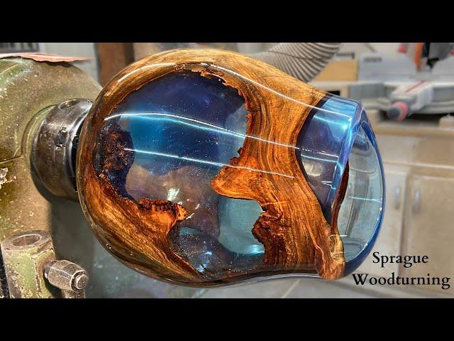 Woodturning - The Ocean Cave Vase (My LARGEST Epoxy Pour!)