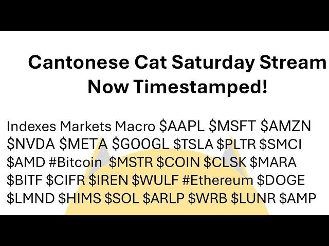 Livestream (timestamps): Macro Indexes #$TSLA #Bitcoin  $PLTR $NVDA miners and more!