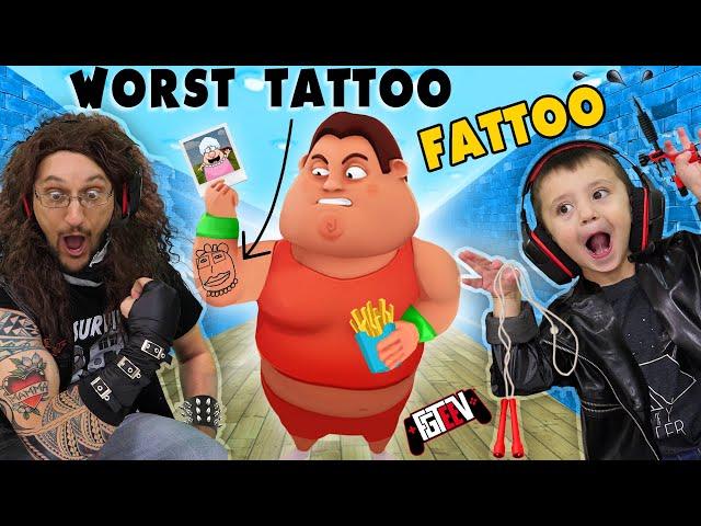 FAT DUDES & TATTOOS!!  I LOST 350lbs in under 20 Minutes (FGTeeV INK INC. + Fit the Fat)