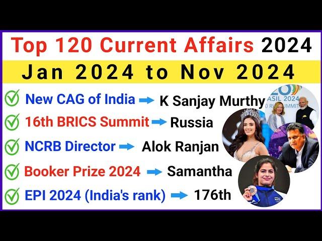 Top 100 Important Current Affairs 2024 | Current Affairs 2024 | Current GK 2024