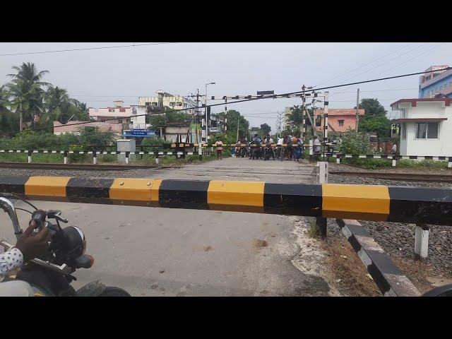 Aggressively Moving superfast express crossing rail gate | Superfast express Skips Railway Gate