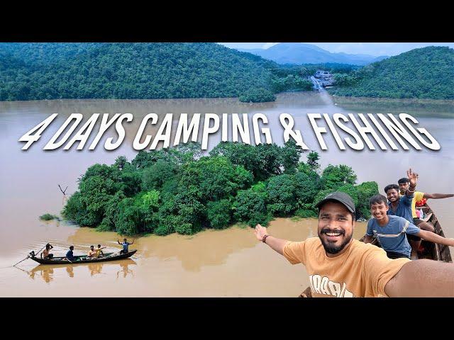 4 Days Group Camping & Fishing on an Island in Heavy Rain | DAY 1